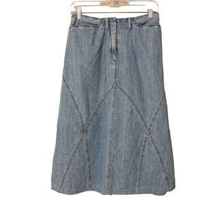 J. Jill Denim Skirt Women 6P Blue Midi A-Line Geometric Seams Light Wash Vintage